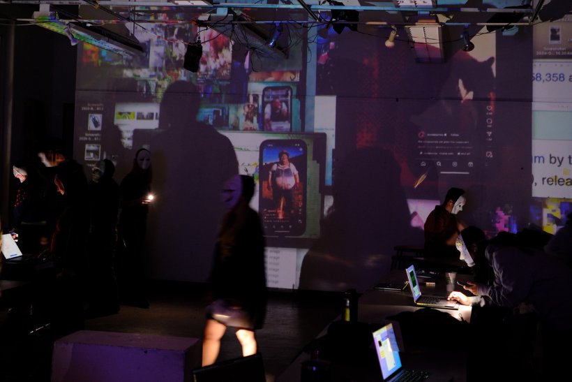 Audience inside the Last Human installation